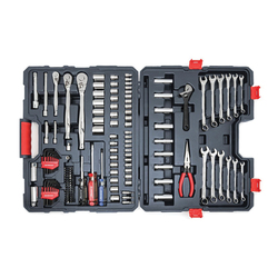 Crescent® CTK148MPN Mechanic's Tool Set, Blow Molded Case Tool Storage, 1/4 in, 3/8 in, 1/2 in Drive, 6 and 12-Point, 148 Pieces, Crestoloy® Alloy Steel, ANSI/ASME Specified