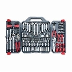 Crescent® CTK170CMP2 Metric/Imperial Tool Kit, Blow Molded Case Tool Storage, 1/4 in, 3/8 in Drive, 6 and 12-Point, 170 Pieces, Crestoloy® Alloy Steel, ANSI/ASME Specified