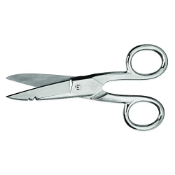 Crescent®175E Electrician's Scissor, 1-3/4 in L of Cut, 5-1/4 in OAL, Pointed Tip, Drop Forged Solid Steel Blade, Steel Handle