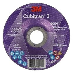 Cubitronâ„¢ 3 7100304008 90041 Wheel, 4.5 in Dia 0.045 in THK, 0.875 in Center Hole, 36+ Grit, Precision Shaped Ceramic Abrasive