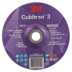 Cubitronâ„¢ 3 7100313191 90050 Wheel, 7 in Dia 0.09 in THK, 0.875 in Center Hole, 36+ Grit, Precision Shaped Ceramic Abrasive