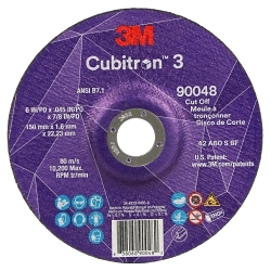 Cubitronâ„¢ 3 7100313201 90048 Wheel, 6 in Dia 0.045 in THK, 0.875 in Center Hole, 60+ Grit, Precision Shaped Ceramic Abrasive