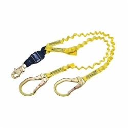 3M DBI-SALA Fall Protection 1246144 EZ-Stop™ Force2™ Lightweight Tie-Off Shock Absorbing Lanyard, 6 ft L, Polyester Webbing Line, 2 Legs, Rebar Hook Harness Connection Hook