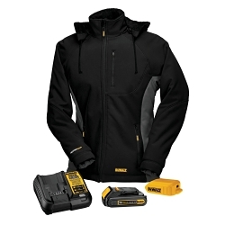 DeWALT® GEAR™ DCHJ066C1-XL Heated Hood Jacket, Black, Polyester Inner Shell/Spandex® Outer Shell, 41 to 43 in Chest, Resists: Water and Wind