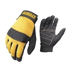 DeWALT® by Radians® DPG20L DPG20 Washable Protective Gloves, Reinforced Style, Synthetic Leather Palm, Black, Elastic Wrist Cuff, Resists: Abrasion and Water, Unlined Lining