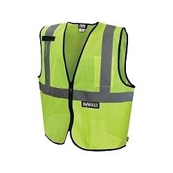 DeWALT® GEAR™ DSV220-L Economy Safety Vest, L, Hi-Viz Green, Polyester Mesh, Zipper Closure, 1 Pocket, ANSI Class: Class 2, ANSI/ISEA 107-2010 Type R