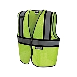 DeWALT® GEAR™ DSV221-2X Contrasting Trim Economy Safety Vest, 2XL, Hi-Viz Green, Polyester Mesh, Zipper Closure, 1 Pocket, ANSI Class: Class 2, ANSI/ISEA 107-2010 Type R