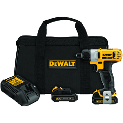 DeWALT® DCF610S2 Lightweight Cordless Screwdriver Kit, 1/4 in Chuck, 12 V DC, 160 in-lb Torque, 0 to 1050 rpm No-Load, Li-Ion Battery