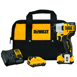 DeWALT® DCF801F2 Brushless Cordless Impact Driver Kit, 1/4 in, 1450 in-lb Torque, 12 V DC, 5.05 in OAL