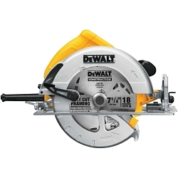 DeWALT® DWE575 Lightweight Next Generation Circular Saw, 7-1/4 in Dia Blade, 5/8 in Arbor/Shank, 1-7/8 in at 45 deg, 2-9/16 in 90 deg Cutting, Right Blade Side