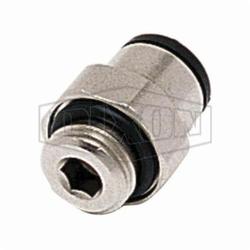 Dixon® 31010810 Push-In Connector, 1/8 in x 8 mm Nominal, Male BSPP x Tube, 290 psi Pressure, Brass, Domestic