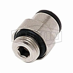 Dixon® 31011013 Push-In Connector, 1/4 in x 10 mm Nominal, Male BSPP x Tube, 290 psi Pressure, Brass, Domestic