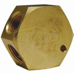 Dixon® 3132 Flat Hex Manifold, (1) 3/8 in NPT Inlets x (3) 1/4 in NPT Outlets, Brass