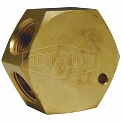 Dixon® 3133 Flat Hex Manifold, (1) 3/8 in NPT Inlets x (3) 3/8 in NPT Outlets, Brass
