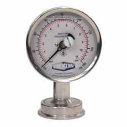 Dixon® 3S-F-2U-GFBTSS Sanitary Pressure Gauge, 0 to 200 psi, 2 in Connection, 3-1/2 in Dial, +/- 1.5% Full Scale, Glycerin Liquid Filled