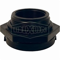 Dixon® 62834 Bulkhead Fitting, 1/2 in Nominal, FNPT End Style, 1-7/16 in Hole, Polypropylene