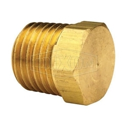 Dixon® 1630600C 163 Hex Head Plug, 3/8-18 Nominal, MNPT End Style, 125 lb, Brass, Domestic