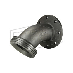 Dixon® HUF206400FLG-45 1-Piece Elbow Adapter, 4 in Nominal, Flanged x Female Hammer Union End Style, Iron