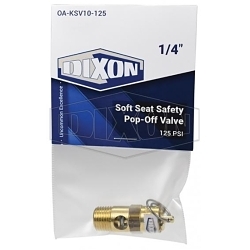 Dixon® OA-KSV10-125 Soft Seat Safety Pop-Off Valve, 1/4 in Nominal, MNPT End Style, 125 psi Pressure, 62 scfm Flow Rate, Brass Body