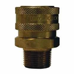 Dixon® 10EM10-B DQC E Straight Through Hydraulic Interchange Coupler, 1-1/4 in x 1-1/4-11-1/2 Nominal, Quick-Connect x MNPT, Brass Body/Buna-N Seal, Domestic