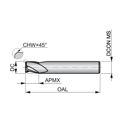 Dormer 5982537 S803HA Type N Extra Short Length Slot Drill Cutter, 6 mm Dia Cutter, 7 mm Length of Cut, 3 Flutes, 6 mm Dia Shank, 54 mm OAL, AlCrN Coated