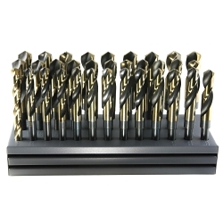 Drillco 1000C32 Silver and Deming Drill Set, 1/2 in Min Drill Bit, 1 in Max Drill Bit, 118 deg Drill Point Angle, 32 Pieces, Cobalt, Bronze