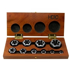 Drillco 3300EC10 Rethreading Die Set, 10 Pieces, 1/4 to 1 in, UNC Thread, Hexagon Die, HSS, Uncoated