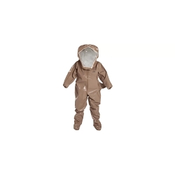 DuPont™ C3526TTN2X000600 Encapsulated Suit With Attached Socks, B Level, ASTM D1117, D751, D5597, D5034, 16 CFR 1610 Class 1, 2XL, Tan, 18 mil Tychem® CPF 3, Rear Entry, 32-3/4 in L Inseam, Tychem® CPF 3 Sock