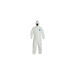 DuPont™ TY127SWHXL002500 Disposable Coverall With Respirator Fit Hood, Elastic Wrist and Ankle, XL, White, 5.9 mil Tyvek® 400, 42-3/4 to 46-1/4 in Chest, 29-1/2 in L Inseam