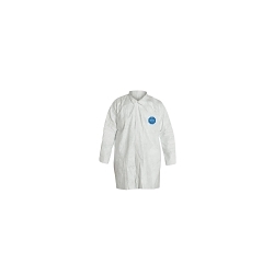 DuPont™ SafeSPEC™ TY210SWH2X003000 Disposable Frock With Laydown Collar, 2XL, White, Tyvek® 400 Fabric, 41-3/4 in L, Front Snap Closure, ASTM D1777, ASTM D3776, ASTM D774, ASTM D5733, ASTM D5034, ASTM D257, 16 CFR 1610 Class 1, AATCC 127