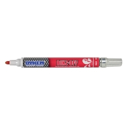 Dykem® RINZ OFF® 91106 Water Removable Industrial Marker, Aluminum Barrel Container, Red