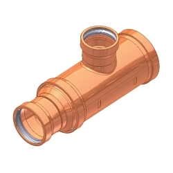 EPC ApolloPRESS® 10066139 811RR Large Diameter Press Reducing Run/Outlet Tee, 4 x 3 x 2-1/2 in Nominal, C x C x C End Style, Copper, Domestic