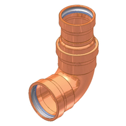 EPC ApolloPRESS® 10066141 807CR Large Diameter 90 deg Close Turn Press Elbow, 3 x 2-1/2 in Nominal, C x C End Style, Copper, Domestic