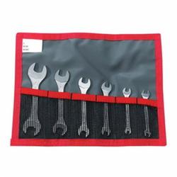 FacomĀ® FM-22.JE6T 22 Series Short Length Shank Open End Wrench Set, 6 Pieces, 3.2 x 5.5 to 12 x 13 mm, Full Polished