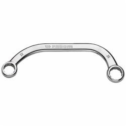 Facom® FM-57.10X12 57 Series Obstruction Box End Wrench, 10 x 12 mm Wrench, 12 Points, 30 deg Offset, 5-5/8 in OAL, Half Moon Handle Bend, Steel, Satin, ISO 3318