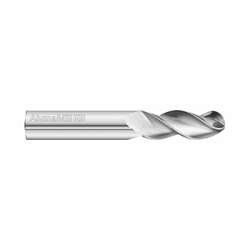 Fullerton 27158 3833 Ball End Center Cutting Single End Standard Length End Mill, 1/8 in Dia Cutter, 1/2 in Length of Cut, 3 Flutes, 1/8 in Dia Shank, 2 in OAL, Uncoated