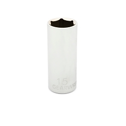 GEARWRENCH® 80150 Deep Length Socket, 1/4 in Square Drive, 15 mm, 6 Points