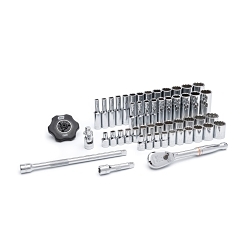 GEARWRENCH® 80301 Socket Set, ASME B107.1/B107.5M/B1007.10, 12 Points, 1/4 in Drive, 51 Pieces, Blow Molded Case Container