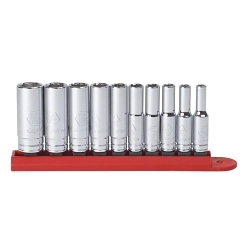 GEARWRENCH® 80305 Socket Set, ASME B107.1, 6 Points, 1/4 in Drive, 10 Pieces, Included Socket Size: 3/16 to 9/16 in