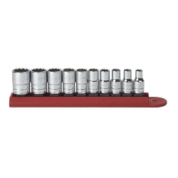 GEARWRENCH® 80307D Socket Set, ASME B107.1, 12 Points, 1/4 in Drive, 10 Pieces, Included Socket Size: 3/16 to 11/32 in