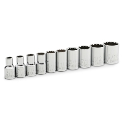 GEARWRENCH® 80307D Socket Set, ASME B107.1, 12 Points, 1/4 in Drive, 10 Pieces, Included Socket Size: 3/16 to 11/32 in