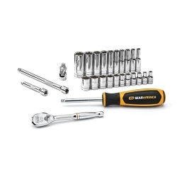 GEARWRENCH® 80313 Socket Set, ASME B107.1/B1007.10, 12 Points, 1/4 in Drive, 26 Pieces, Blow Molded Case Container