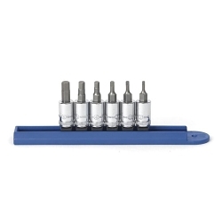 GEARWRENCH® 80321 Professional Bit Socket Set, 2 to 6 mm Hex, 1/4 in Drive, 6 Pieces, Polished Chrome, ASME B107.5M