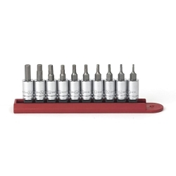GEARWRENCH® 80323 Professional Bit Socket Set, 1/16 to 1/4 in Hex, 1/4 in Drive, 10 Pieces, Polished Chrome, ASME B107.1