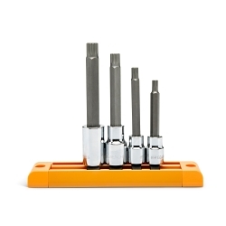 GEARWRENCH® 80572 Professional Driver Socket Bit Set, 3/8 in, 1/2 in Drive, 4 Pieces, Full Polished Chrome, ASME B107.5M