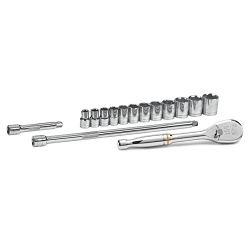 GEARWRENCH® 80706 Mechanics Tool Set, 1/2 in Drive, Teardrop Head, 15 Pieces, Polished Chrome