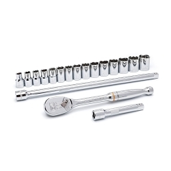 GEARWRENCH® 80708 Mechanics Tool Set, 1/2 in Drive, Teardrop Head, 18 Pieces, Polished Chrome