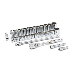 GEARWRENCH® 80714D Mechanics Tool Set, 1/2 in Drive, Teardrop Head, 33 Pieces, Full Polished Chrome