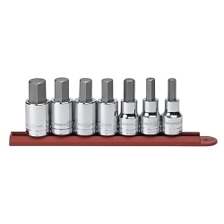 GEARWRENCH® 80721 Professional Bit Socket Set, 5/16 to 3/4 in Hex, 1/2 in Drive, 7 Pieces, Polished Chrome