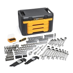 GEARWRENCH® 80944 Mechanic's Tool Set, 3-Draw Storage Box Tool Storage, 1/4 in, 3/8 in Drive, 6 and 12-Point, 232 Pieces, Steel, ASME B107.1/B107.5M/B107.10/B107.6